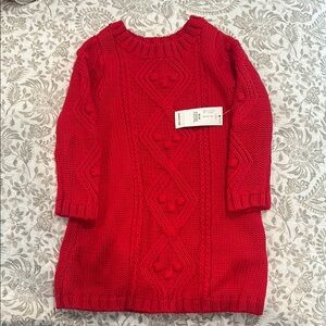 Red Cable Knit Sweater Dress